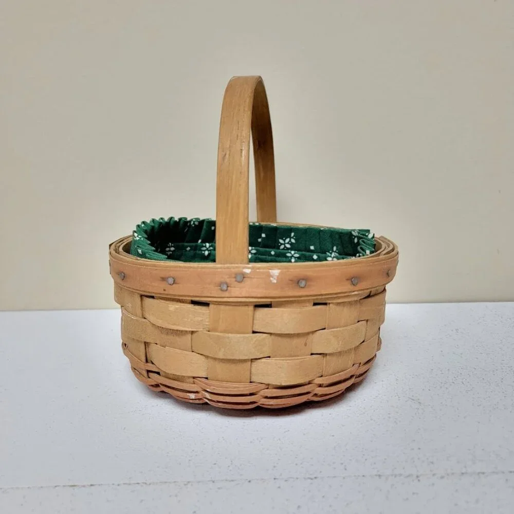 Longaberger 1985 Christmas Collection Cookie Basket Heritage Green Liner Collect